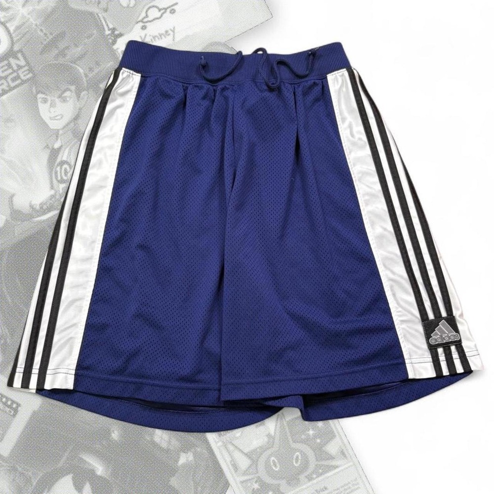 Vintage 90’s Adidas Blue & White Striped Athletic Basketball / Soccer Shorts